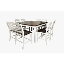 Solid Rubberwood 60" Eight-Piece Farmhouse Counter Height Dining Set with Bench