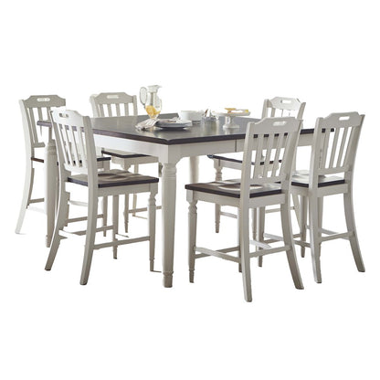 Solid Rubberwood 60" Seven-Piece Farmhouse Counter Height Dining Set