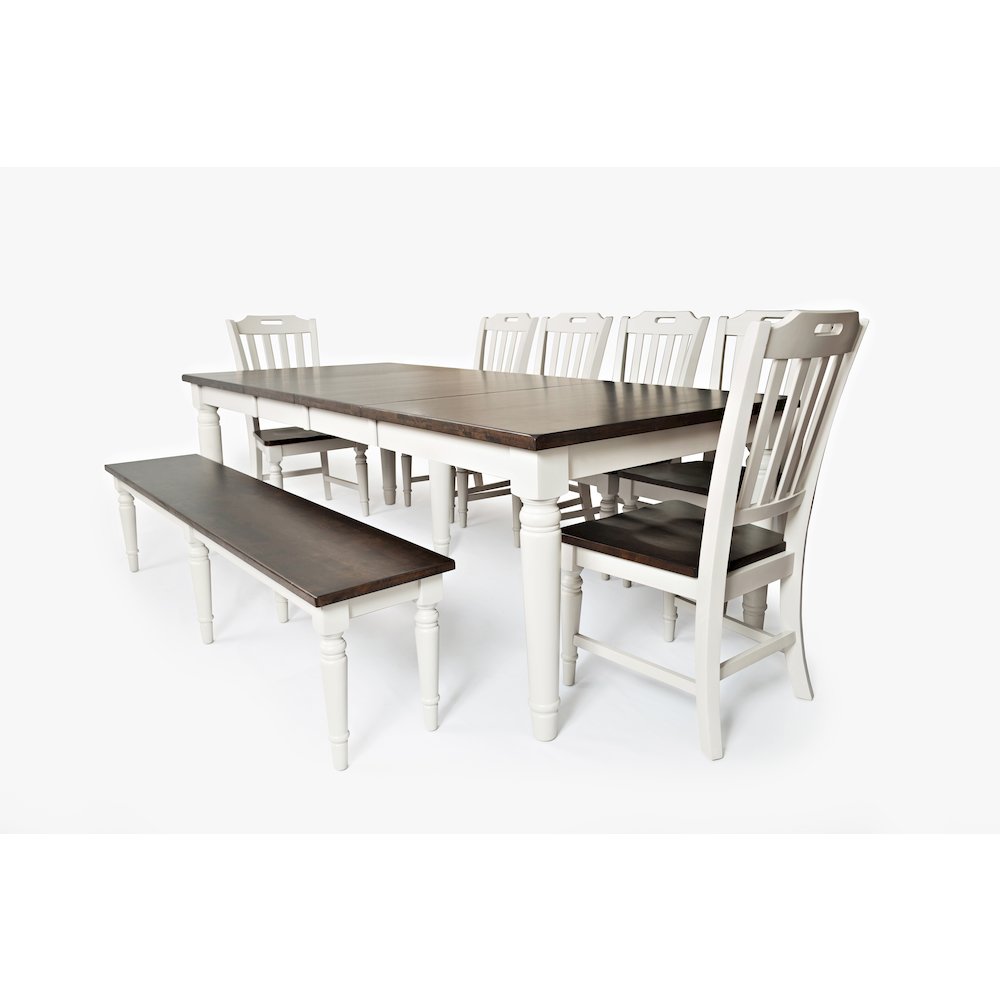 Orchard Park Solid Rubberwood 96" Eight-Piece Farmhouse Dining Set with Bench