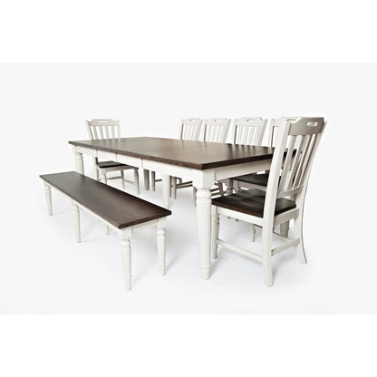 Orchard Park Solid Rubberwood 96" Eight-Piece Farmhouse Dining Set with Bench