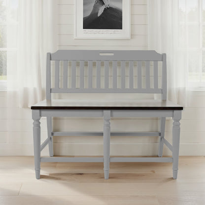 Orchard Park Farmhouse Solid Rubberwood 48" Slatback Counter Height Bench
