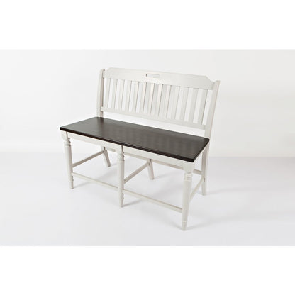 Orchard Park Farmhouse Solid Rubberwood 48" Slatback Counter Height Bench