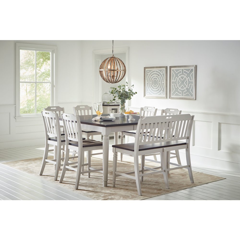 Orchard Park Farmhouse Solid Rubberwood 48" Slatback Counter Height Bench