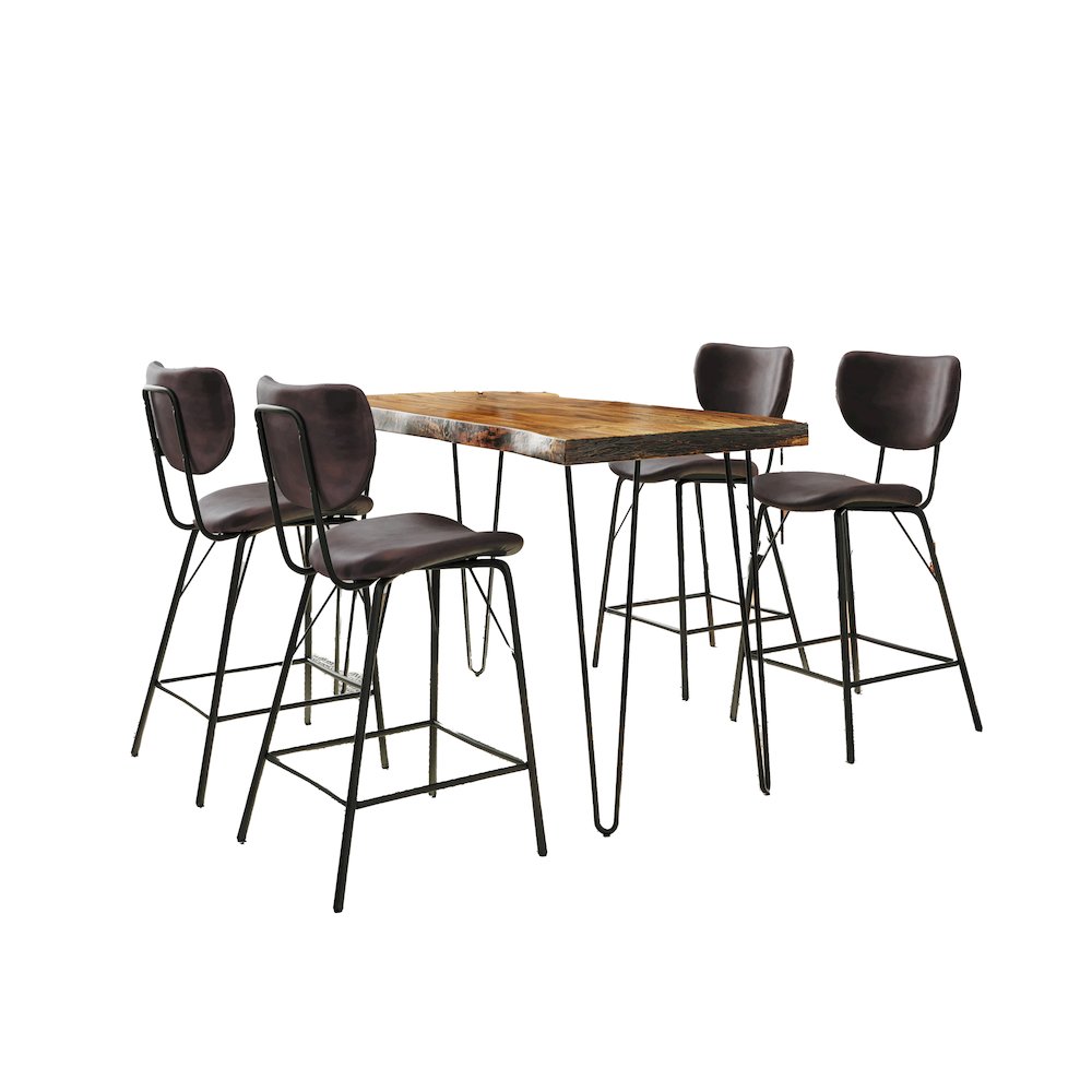 Solid Acacia Five Piece Counter Height Dining Set