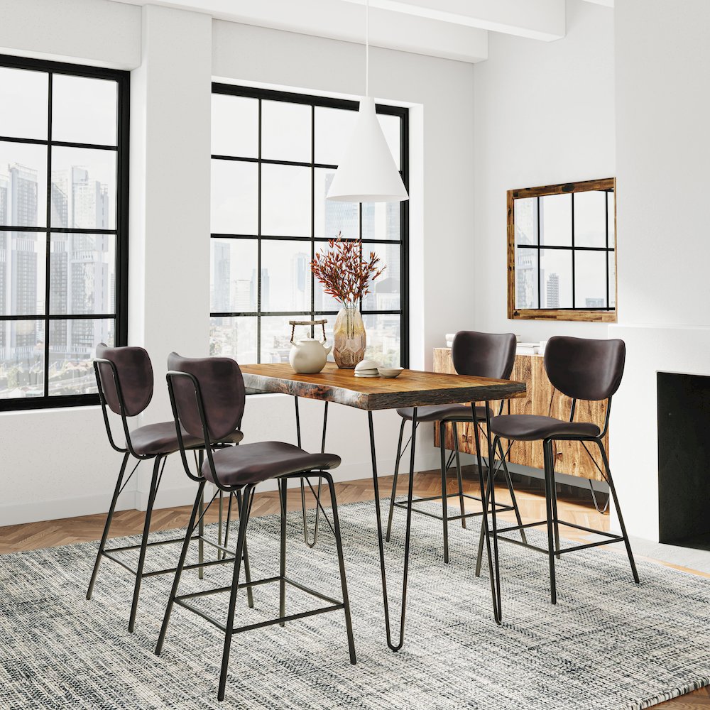 Solid Acacia Five Piece Counter Height Dining Set