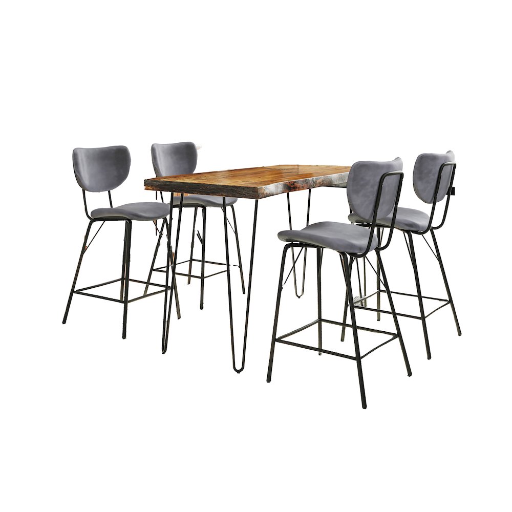 Solid Acacia Five Piece Counter Height Dining Set