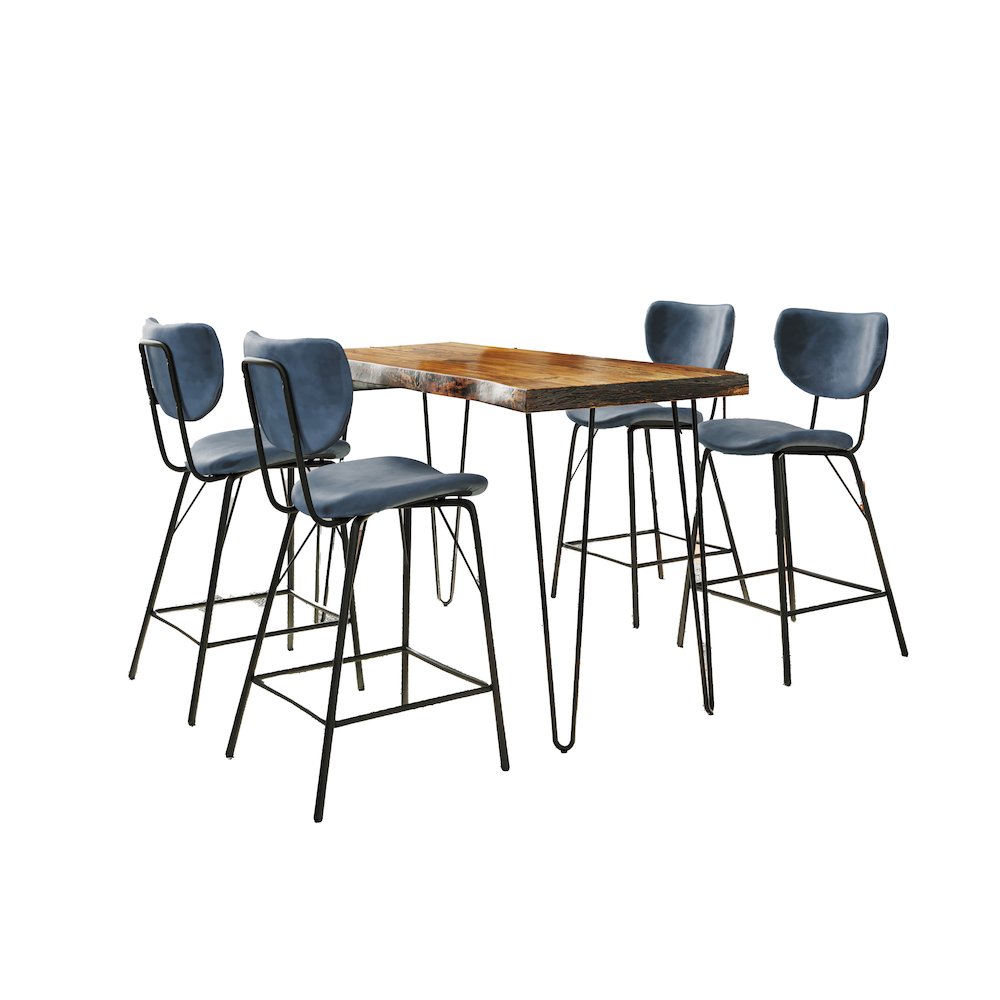 Solid Acacia Five Piece Counter Height Dining Set