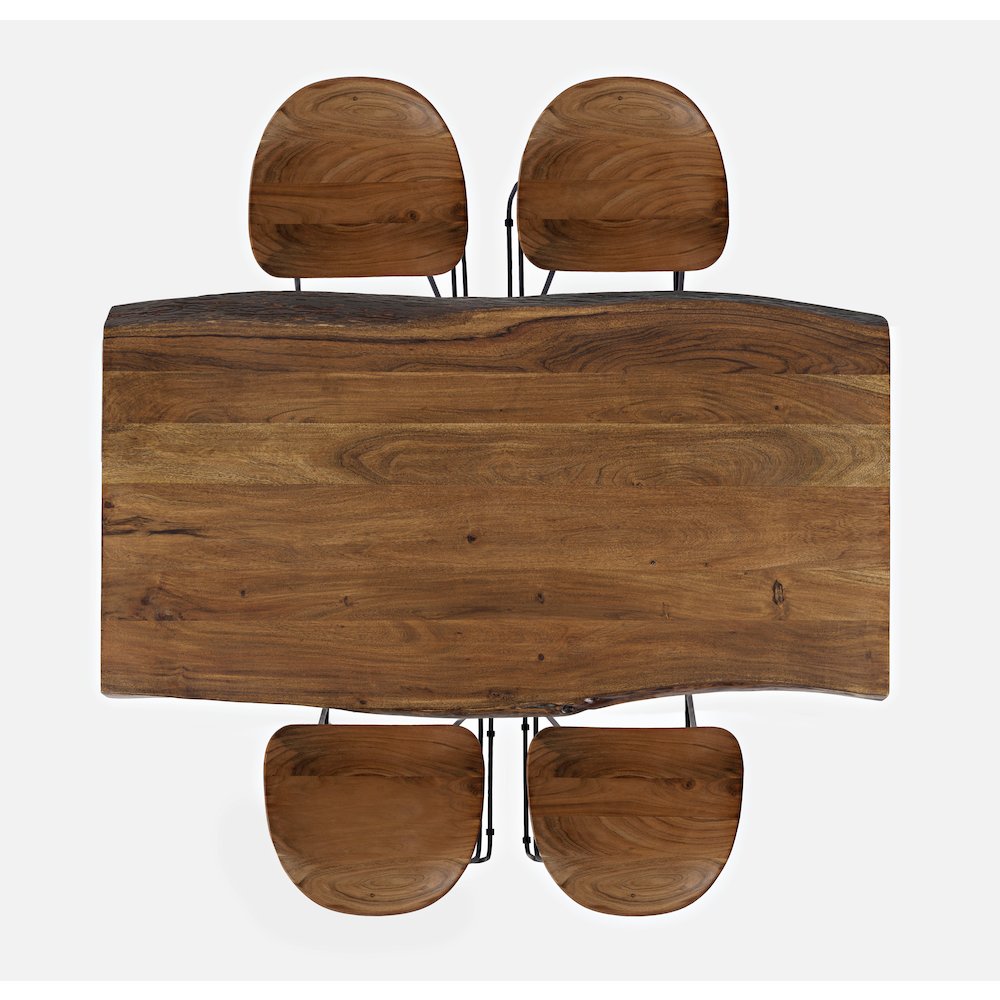 Solid Acacia 52" Five-Piece Counter Height Dining Set with Backless Barstools