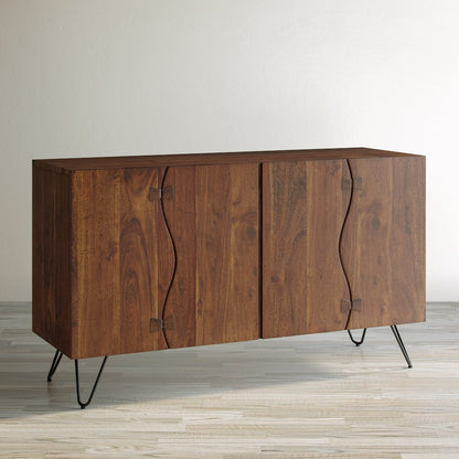 Nature's Edge Solid Acacia 54-Inch Modern Server Storage Cabinet