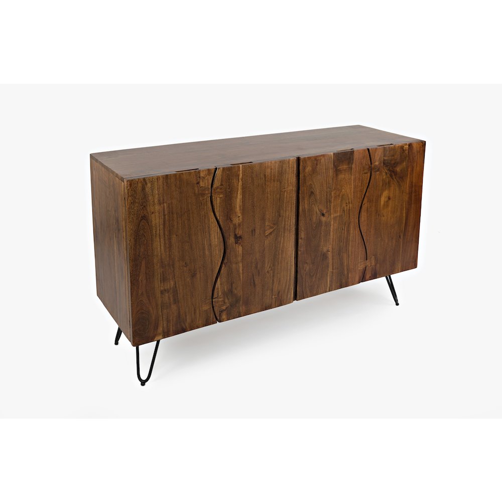 Nature's Edge Solid Acacia 54-Inch Modern Server Storage Cabinet