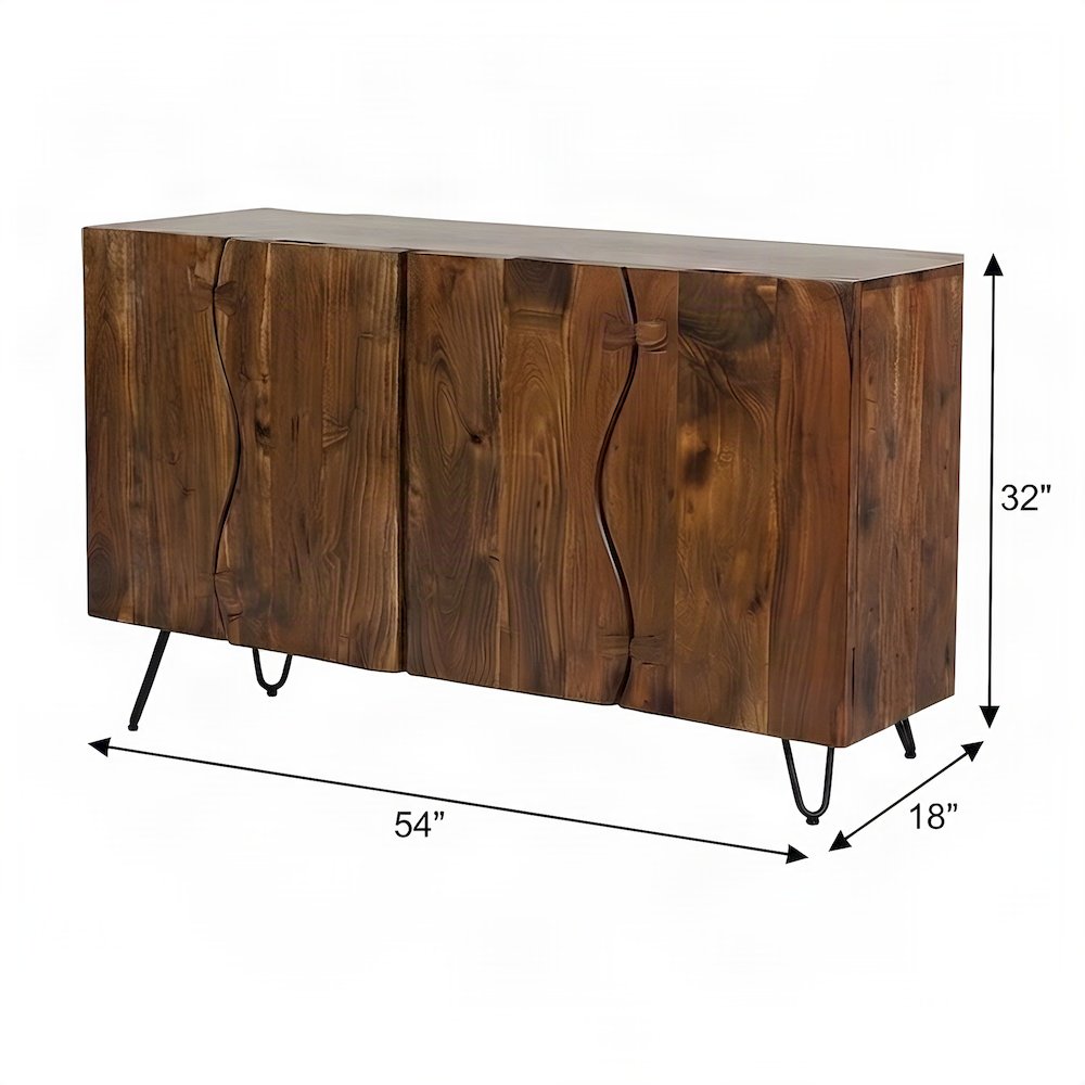 Solid Acacia Wood Buffet Server and Sideboard Storage Cabinet, Chestnut