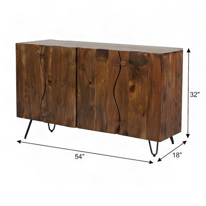 Solid Acacia Wood Buffet Server and Sideboard Storage Cabinet, Chestnut