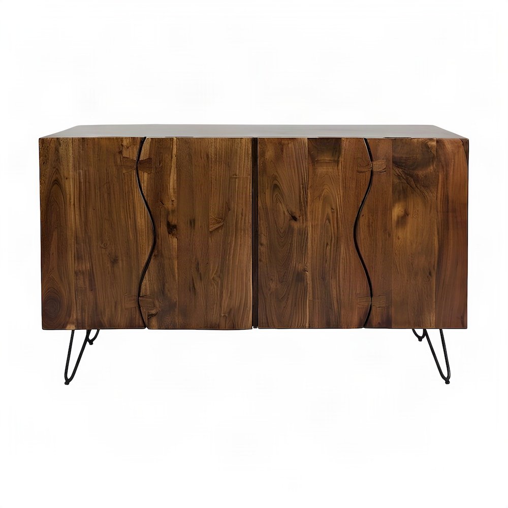 Solid Acacia Wood Buffet Server and Sideboard Storage Cabinet, Chestnut