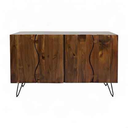 Solid Acacia Wood Buffet Server and Sideboard Storage Cabinet, Chestnut