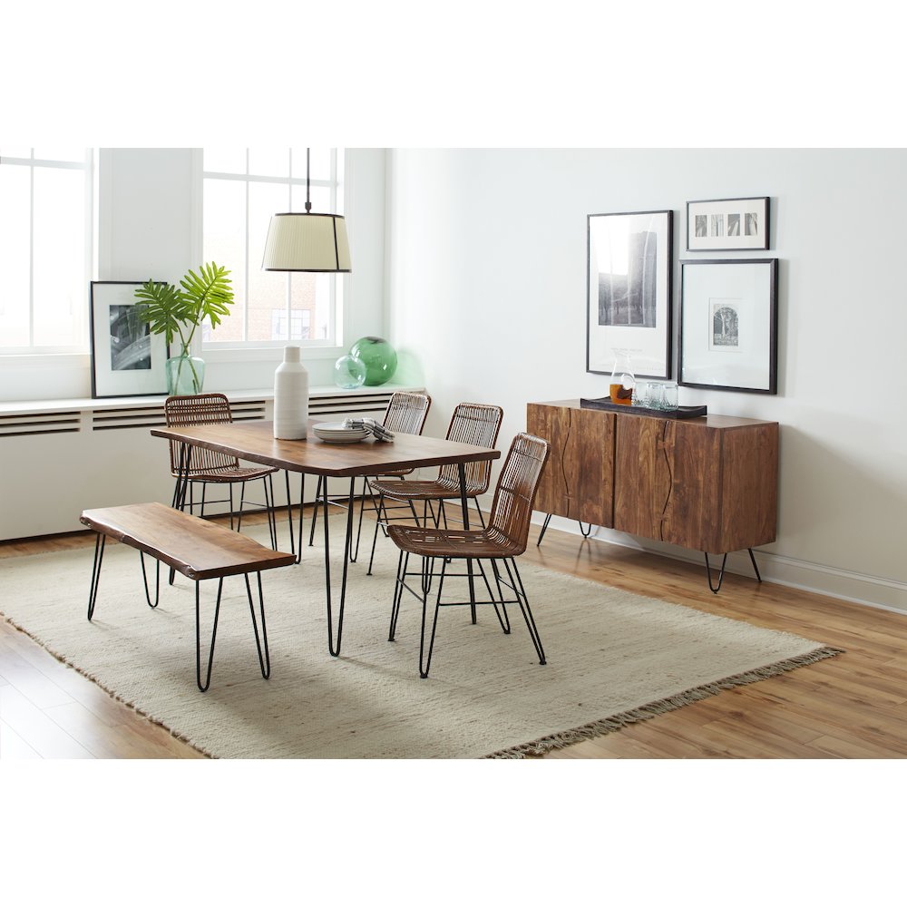 Nature's Edge Solid Acacia 54-Inch Modern Server Storage Cabinet