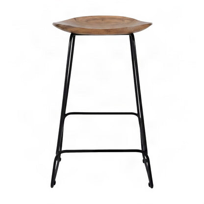 Solid Acacia Wood Backless Counter Height Bar Stools, Set of 2, Chestnut