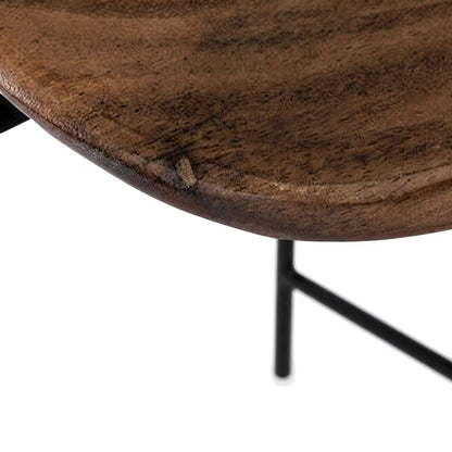 Solid Acacia Wood Backless Counter Height Bar Stools, Set of 2, Chestnut