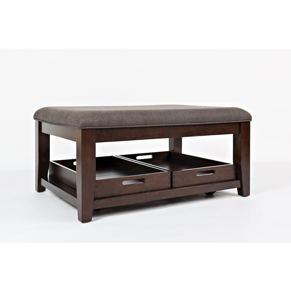 Twin Cities Contemporary Brown 38" Upholstered Ottoman Coffee Table
