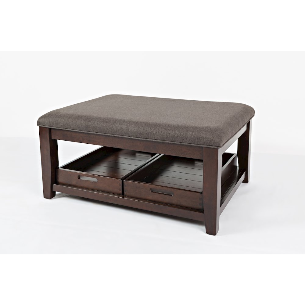 Twin Cities Contemporary Brown 38" Upholstered Ottoman Coffee Table