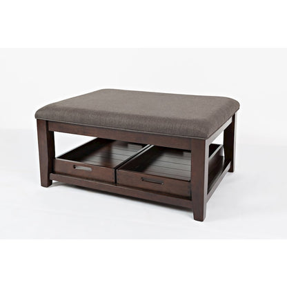 Twin Cities Contemporary Brown 38" Upholstered Ottoman Coffee Table
