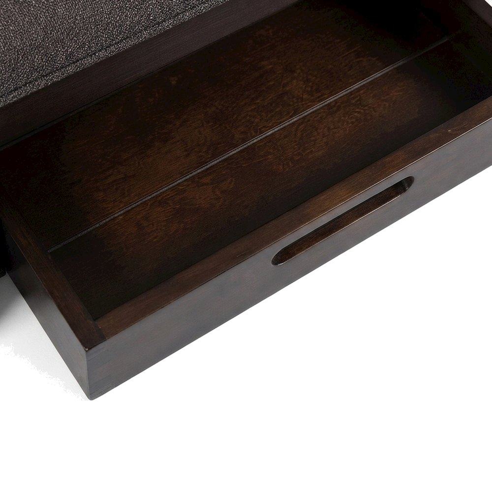 Contemporary Upholstered Ottoman Coffee Table with Veneer Top, Brown