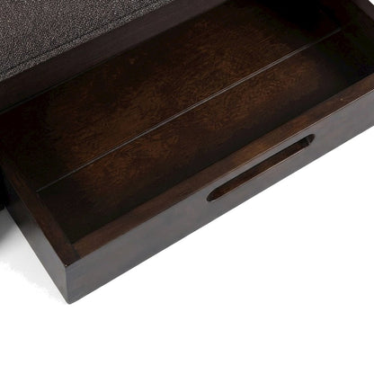 Contemporary Upholstered Ottoman Coffee Table with Veneer Top, Brown