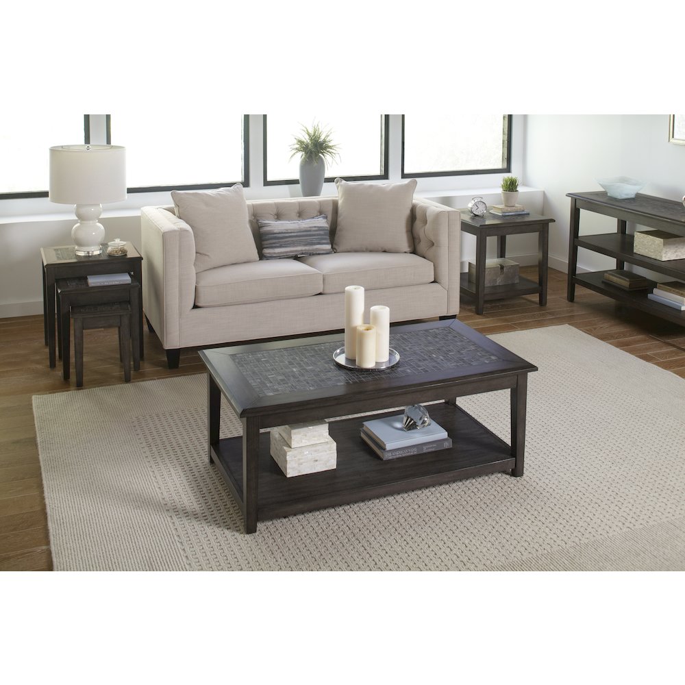 Baroque Sofa 48" Sofa Table with Mosaic Tile Inlay