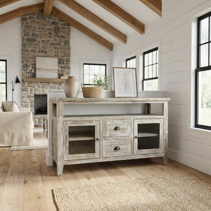 Storage Console Table with Doors and Drawers, Entryway Accent Sideboard