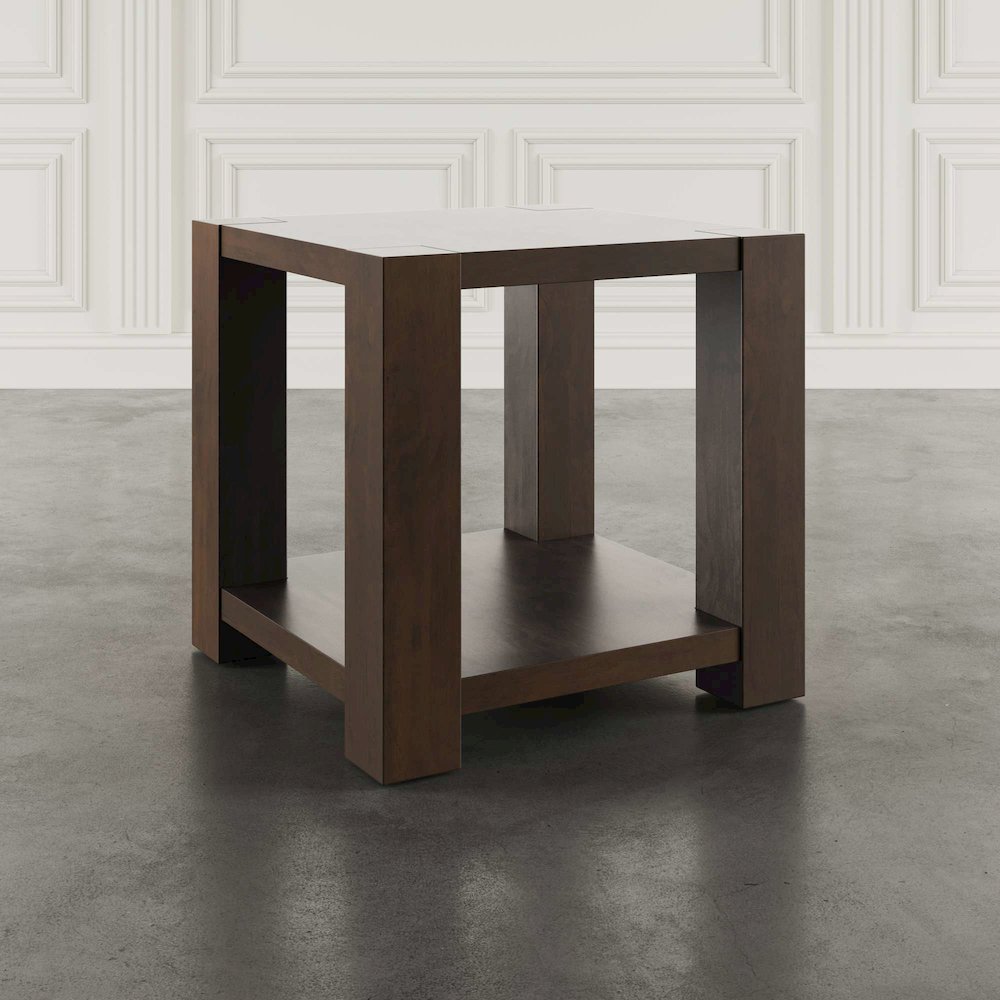 Brownstone 24" Transitional Modern Block-Frame Square End Table with Storage