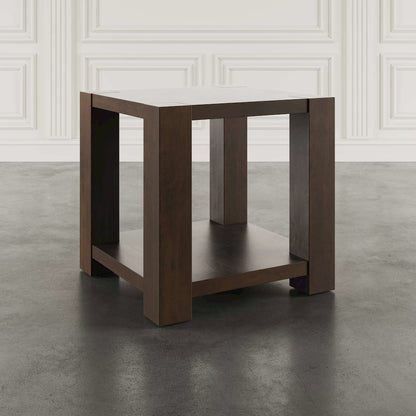 Brownstone 24" Transitional Modern Block-Frame Square End Table with Storage