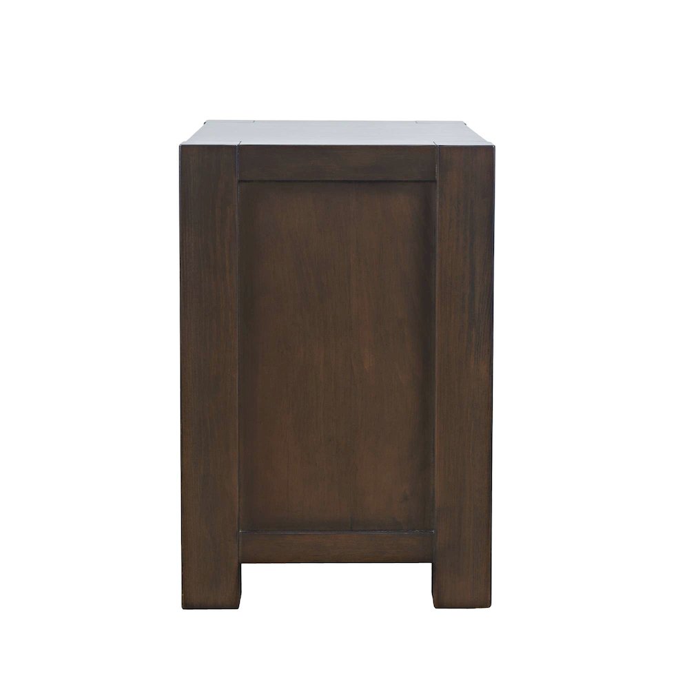 Brownstone Transitional Modern Block-Frame Chairside End Table, Storage Drawers