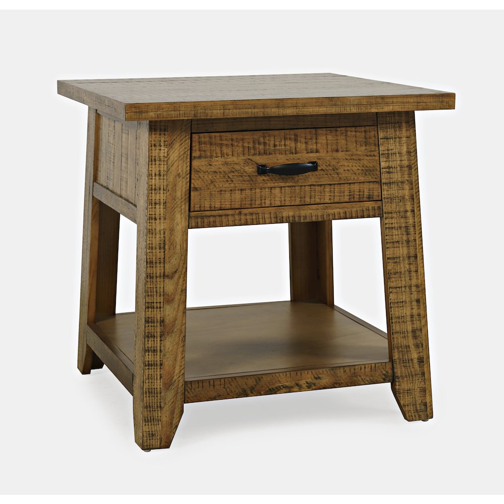 Telluride Rustic Farmhouse Solid Wood End Table with Storage