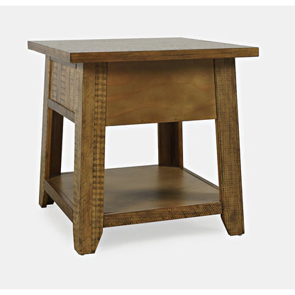 Telluride Rustic Farmhouse Solid Wood End Table with Storage