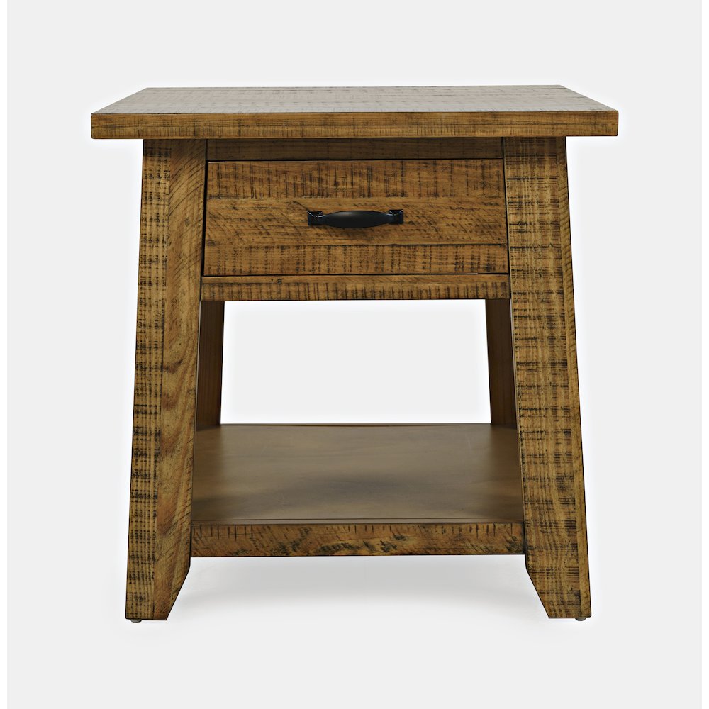 Telluride Rustic Farmhouse Solid Wood End Table with Storage