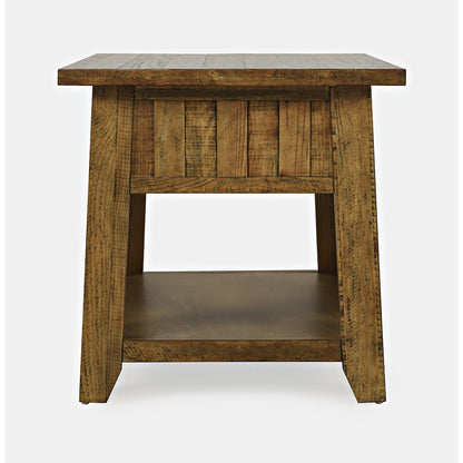 Telluride Rustic Farmhouse Solid Wood End Table with Storage
