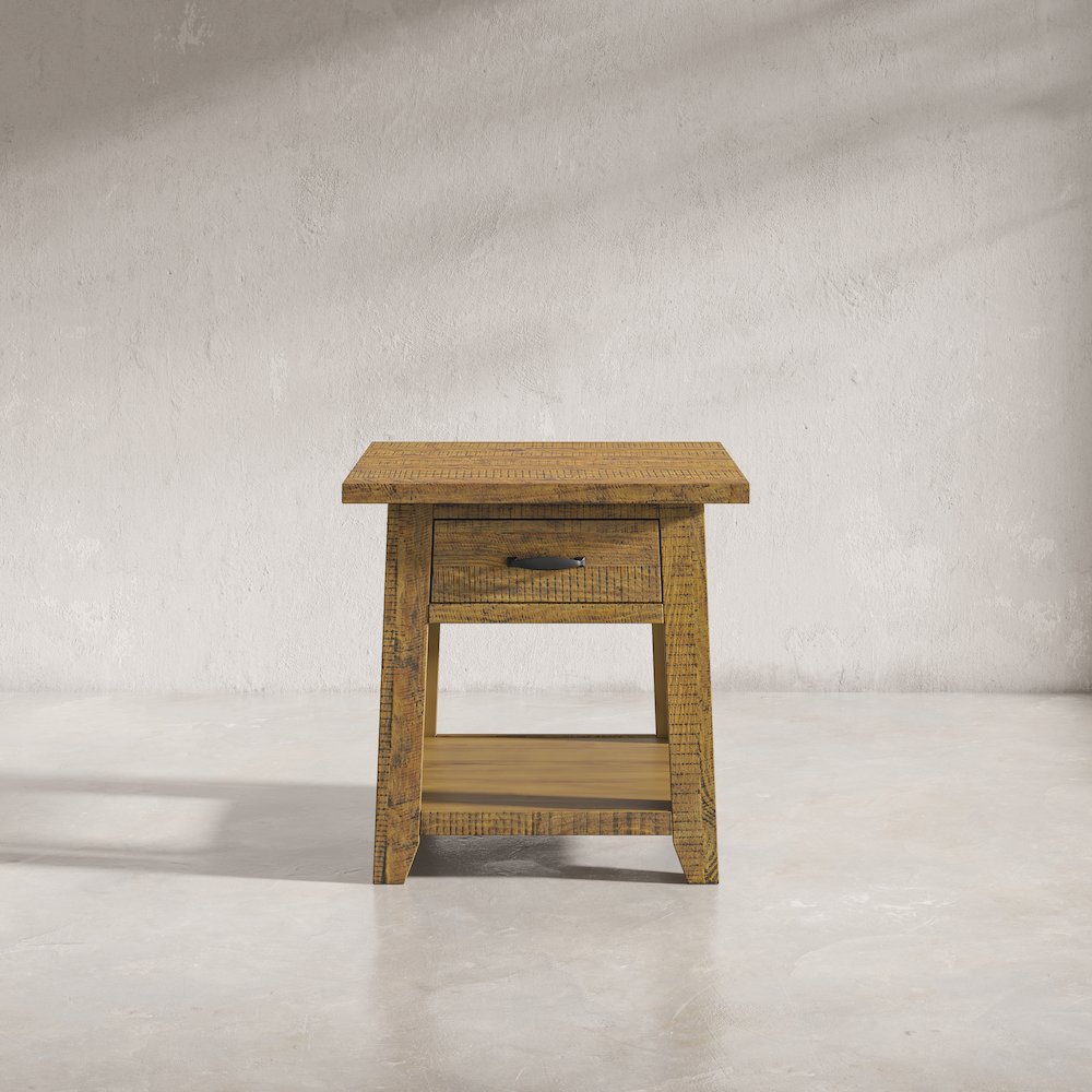 Telluride Rustic Farmhouse Solid Wood End Table with Storage