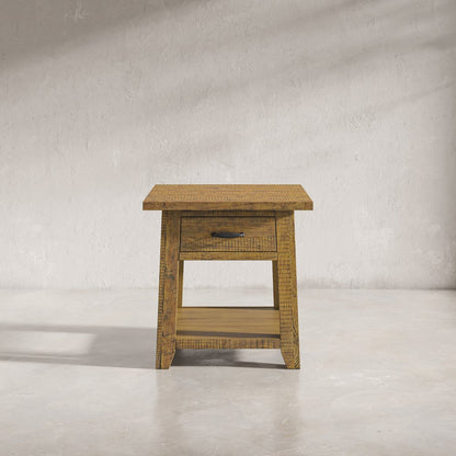 Telluride Rustic Farmhouse Solid Wood End Table with Storage