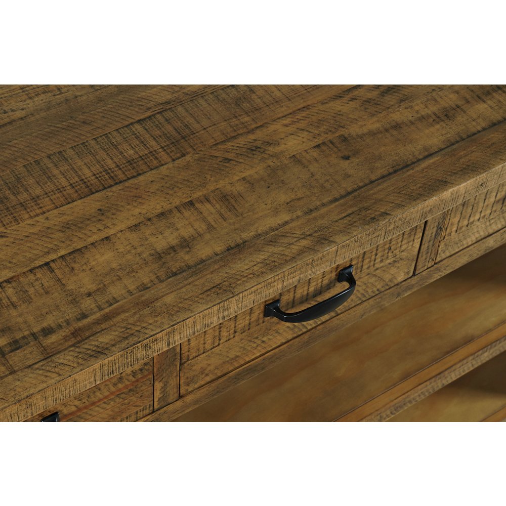 Rustic Farmhouse Solid Wood 50" Sofa Table with Drawers and Two Shelves