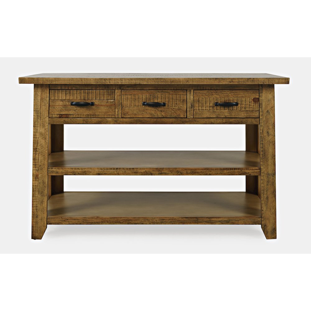 Rustic Farmhouse Solid Wood 50" Sofa Table with Drawers and Two Shelves