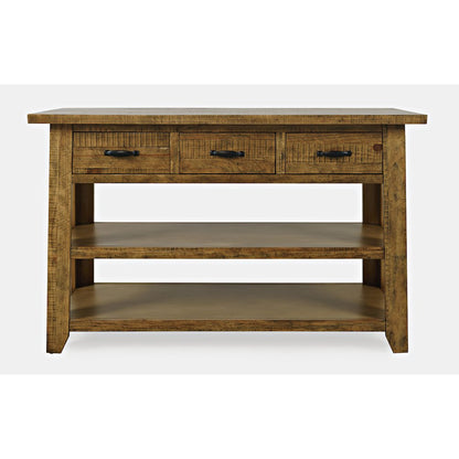 Rustic Farmhouse Solid Wood 50" Sofa Table with Drawers and Two Shelves