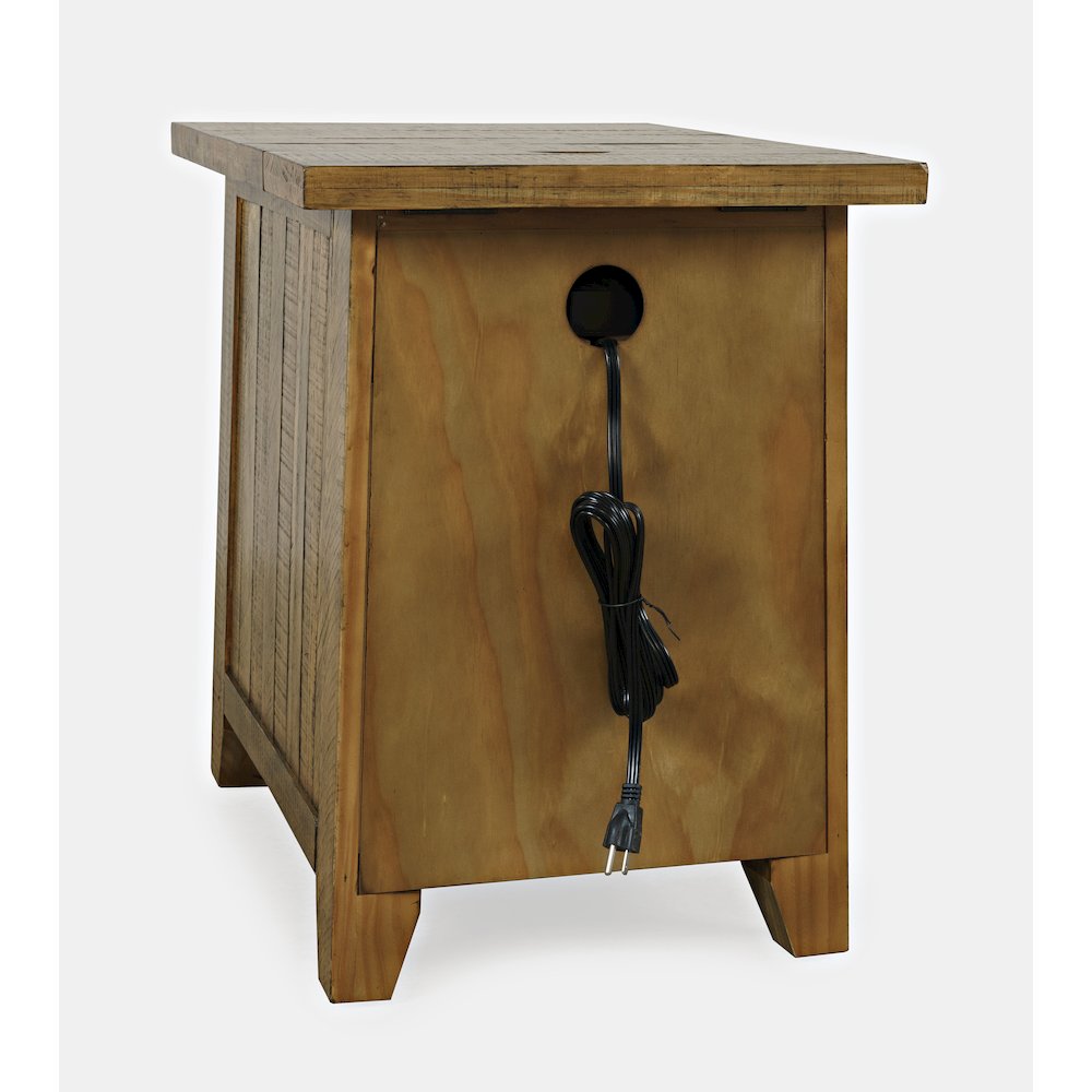 Telluride Rustic Farmhouse Solid Wood USB Charging Chairside End Table