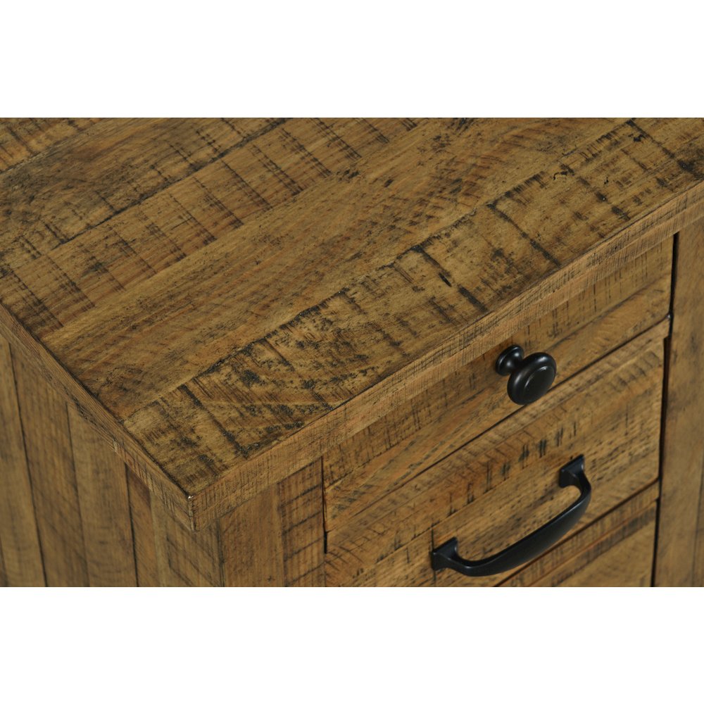 Telluride Rustic Farmhouse Solid Wood USB Charging Chairside End Table