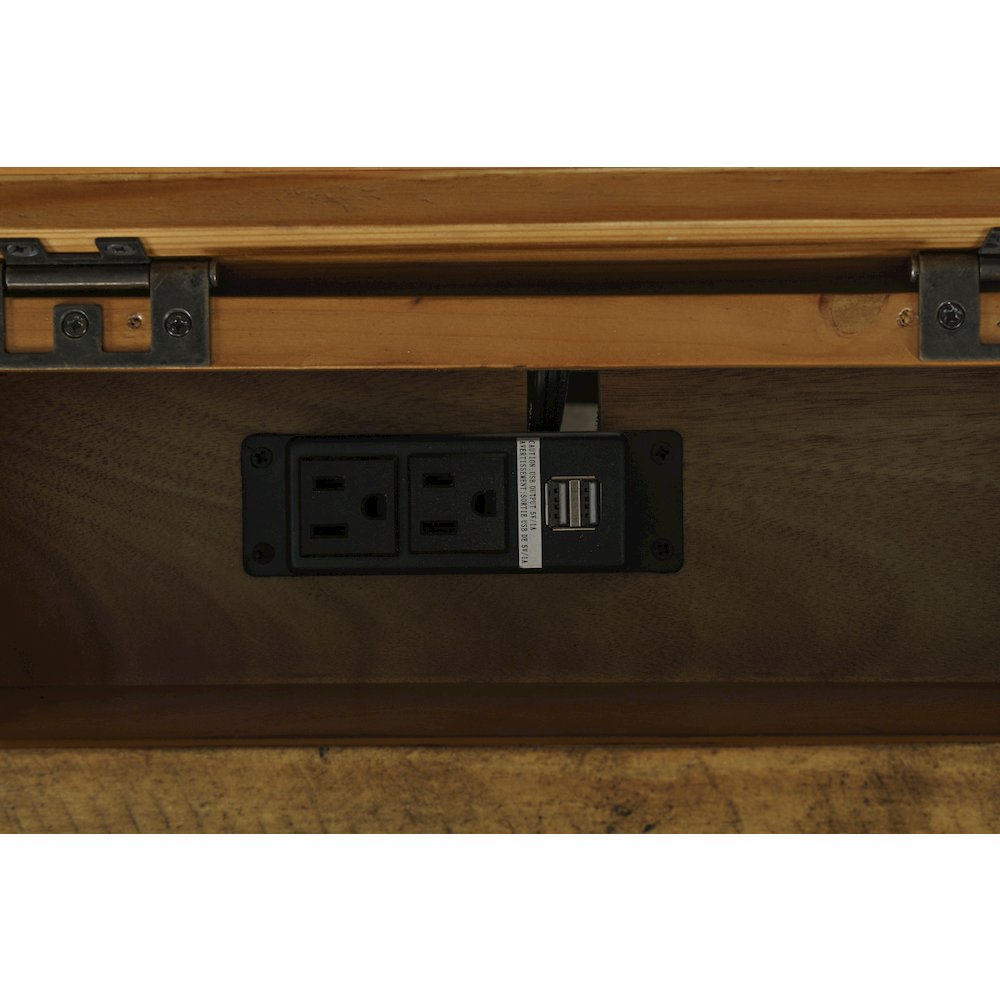 Telluride Rustic Farmhouse Solid Wood USB Charging Chairside End Table