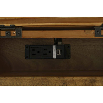 Telluride Rustic Farmhouse Solid Wood USB Charging Chairside End Table