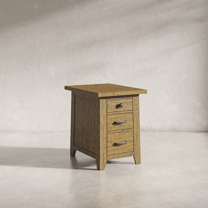 Telluride Rustic Farmhouse Solid Wood USB Charging Chairside End Table