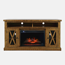 Rustic Farmhouse Solid Wood 60" Storage Console TV Stand with Electric Fireplace