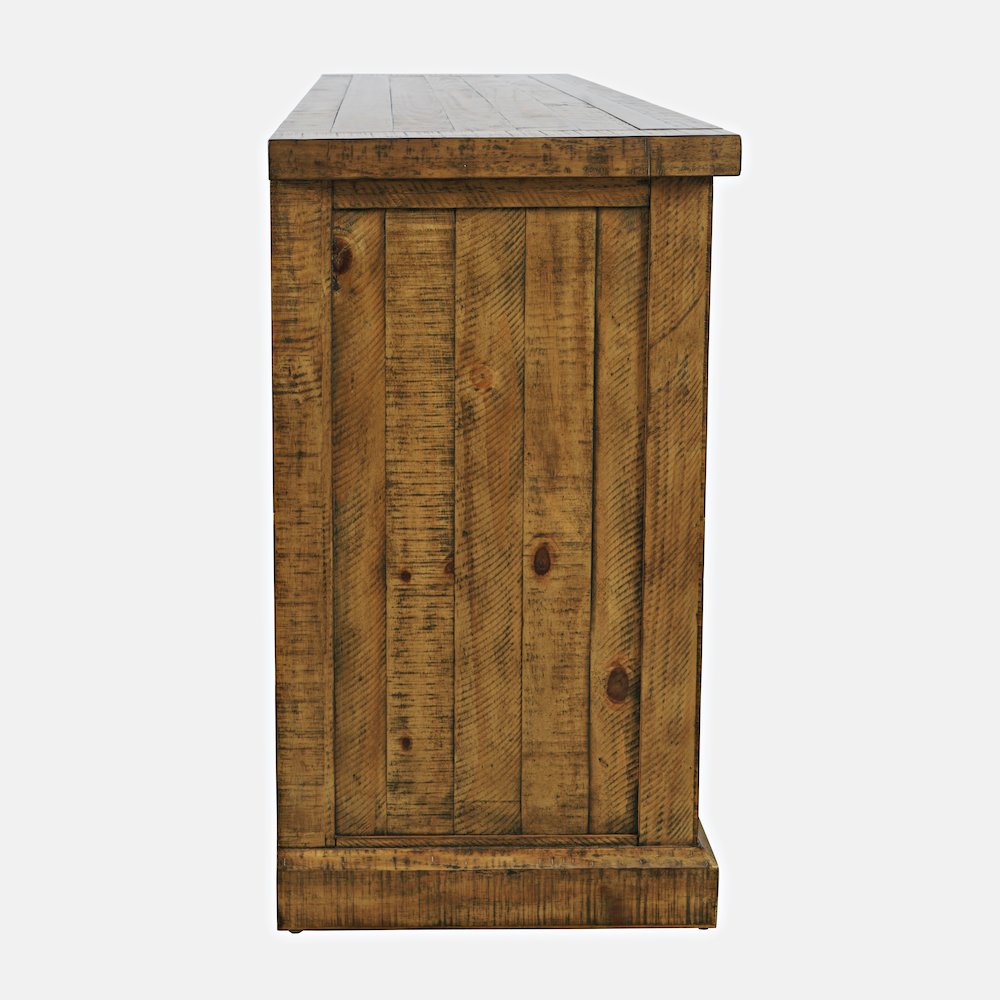 Rustic Farmhouse Solid Wood 60" Storage Console TV Stand with Electric Fireplace