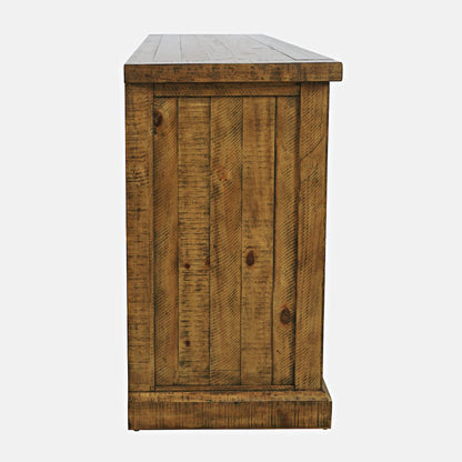 Rustic Farmhouse Solid Wood 60" Storage Console TV Stand with Electric Fireplace