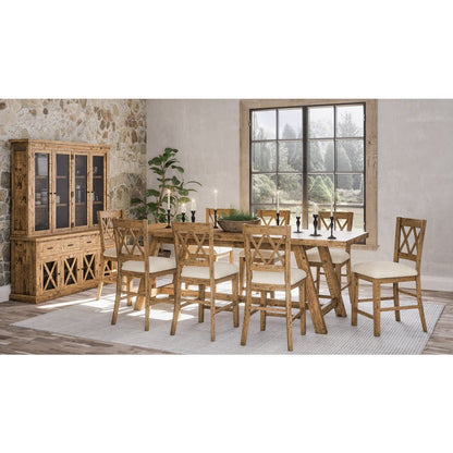Telluride Rustic Farmhouse Solid Wood Sideboard Buffet Hutch with LED Lights