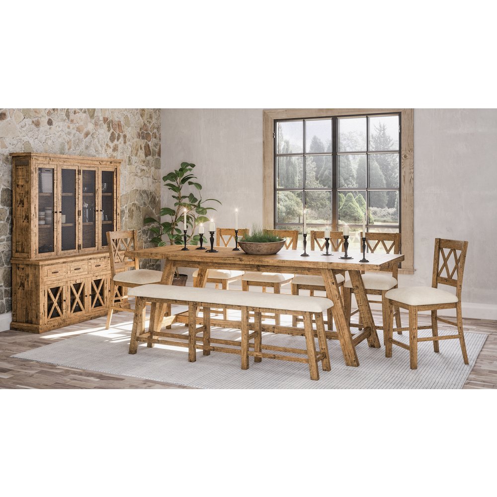 Telluride Rustic Farmhouse Solid Wood 55" Upholstered Dining Bench